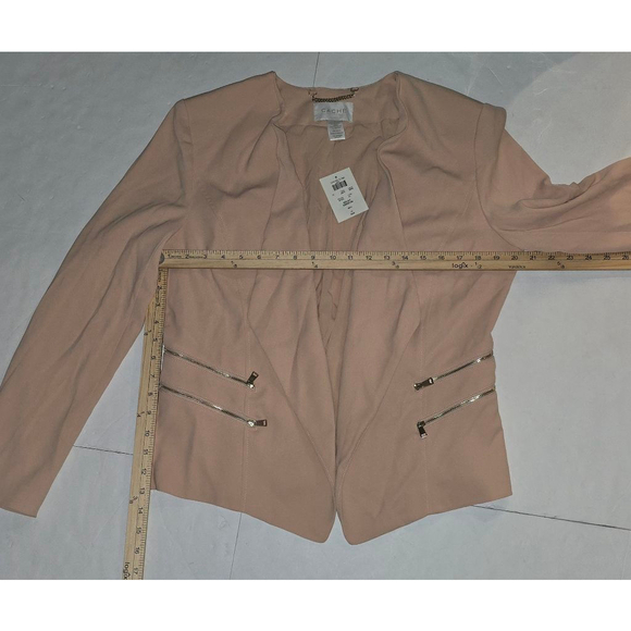 NWT VTG Women's Cache Blazer, SZ 14, Blush Pink Gold Zipper Detail - Picture 3 of 7